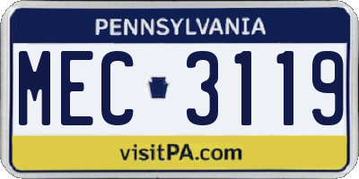 PA license plate MEC3119