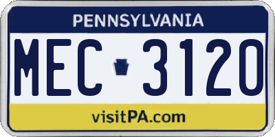 PA license plate MEC3120