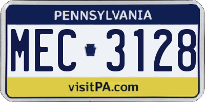 PA license plate MEC3128