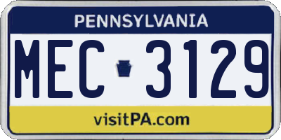 PA license plate MEC3129