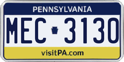 PA license plate MEC3130