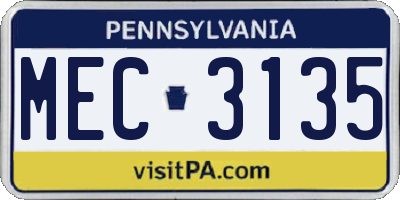 PA license plate MEC3135