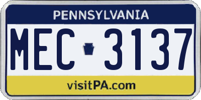 PA license plate MEC3137