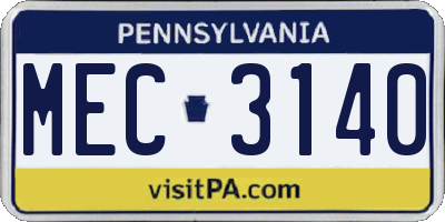 PA license plate MEC3140