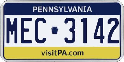 PA license plate MEC3142