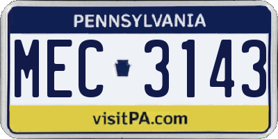 PA license plate MEC3143