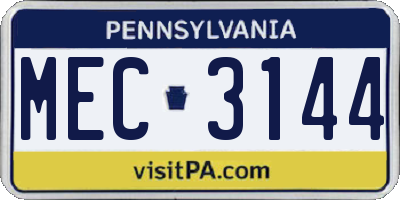 PA license plate MEC3144