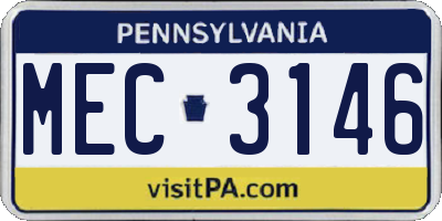 PA license plate MEC3146