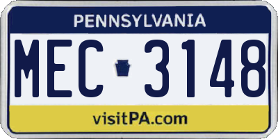PA license plate MEC3148