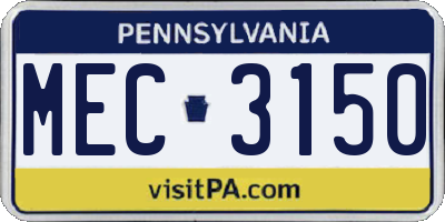 PA license plate MEC3150