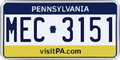 PA license plate MEC3151
