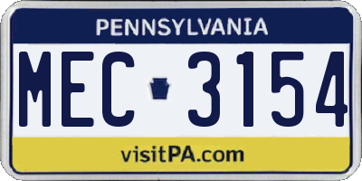 PA license plate MEC3154