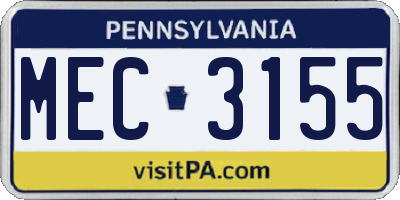 PA license plate MEC3155