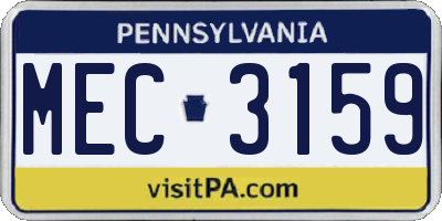 PA license plate MEC3159