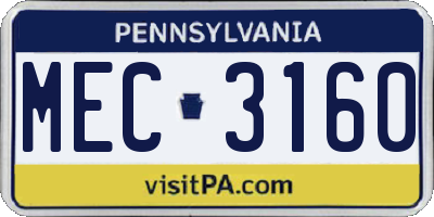 PA license plate MEC3160