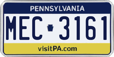PA license plate MEC3161