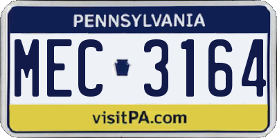 PA license plate MEC3164