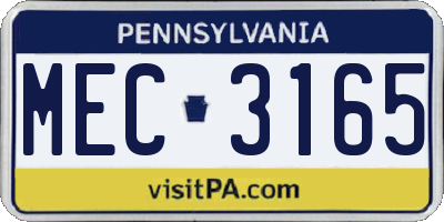 PA license plate MEC3165