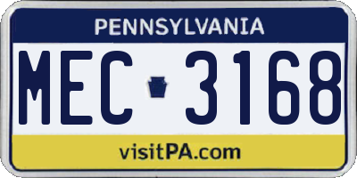 PA license plate MEC3168