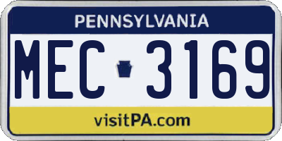 PA license plate MEC3169
