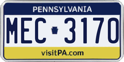 PA license plate MEC3170