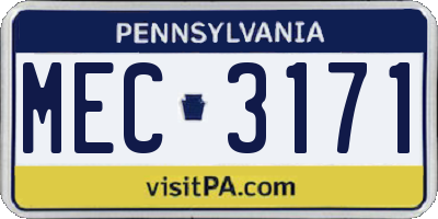 PA license plate MEC3171