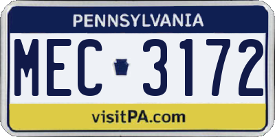 PA license plate MEC3172