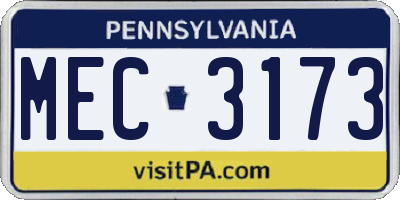PA license plate MEC3173