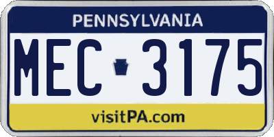 PA license plate MEC3175