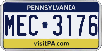 PA license plate MEC3176