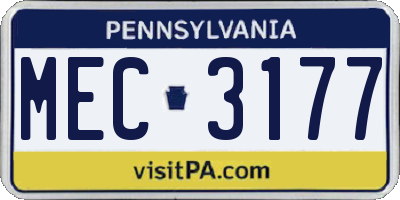 PA license plate MEC3177