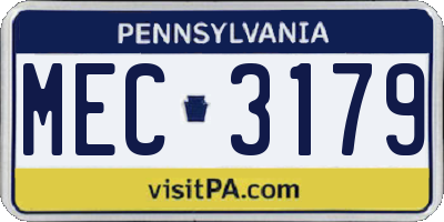 PA license plate MEC3179