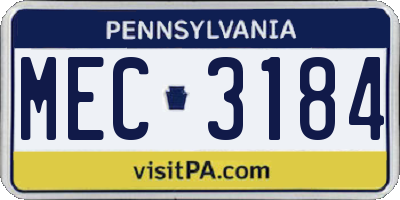 PA license plate MEC3184