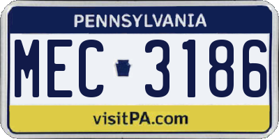PA license plate MEC3186