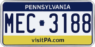 PA license plate MEC3188