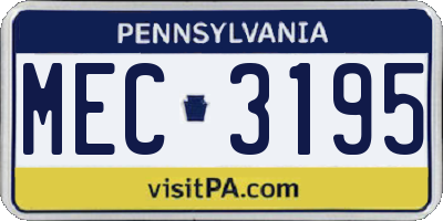 PA license plate MEC3195