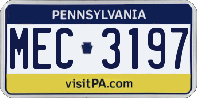 PA license plate MEC3197