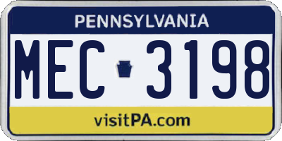 PA license plate MEC3198