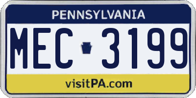 PA license plate MEC3199