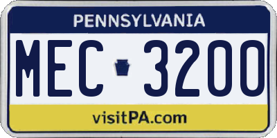 PA license plate MEC3200