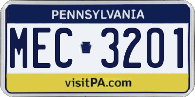 PA license plate MEC3201