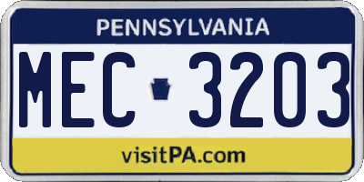 PA license plate MEC3203