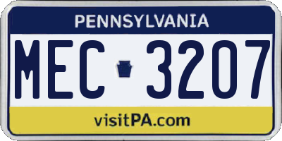 PA license plate MEC3207
