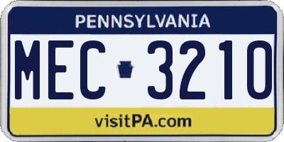 PA license plate MEC3210