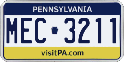 PA license plate MEC3211