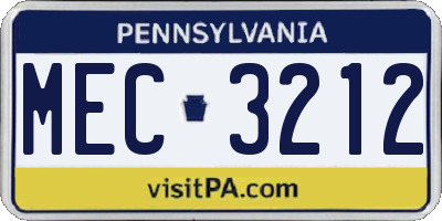 PA license plate MEC3212