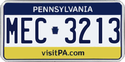 PA license plate MEC3213
