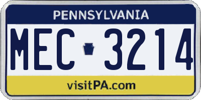 PA license plate MEC3214
