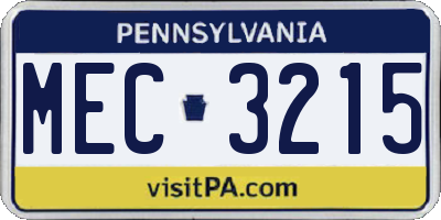 PA license plate MEC3215