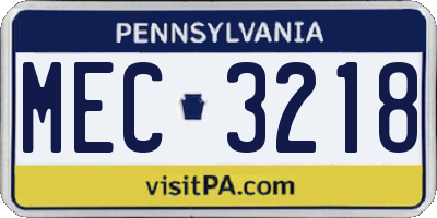 PA license plate MEC3218